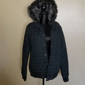 Volcom High Rolla Long Black Puffer Jacket - Large